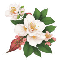 hand dra japonica blomma , bröllop blomma klämma konst , ai genererad png