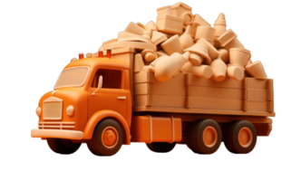 3d realistic delivery truck with shadow isolated on transparent background, AI Generated png