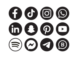 Set of social media icons, editable file png
