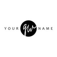 QW Initial Handwriting In Circle Frame Template Design vector