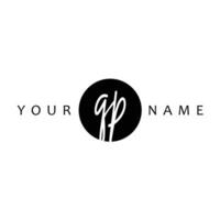 QP Initial Handwriting In Circle Frame Template Design vector