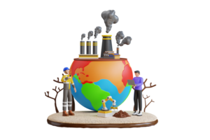 an expert environmental consultant examines industry waste. Waste management expert 3d illustration png