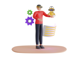 AI assistant support 3d illustration. AI robot assistant supporting online. Artificial intelligence technology concept png