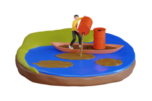 Wasser Verschmutzung von Industrie. Wasser Verschmutzung und Kontamination mit industriell Müll. 3d Illustration png