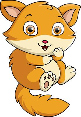 Cute fox cartoon on white background