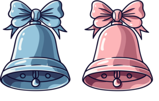 Christmas Bells with Pink and Blue Bows png