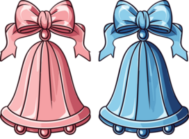 Christmas Bells with Pink and Blue Bows png