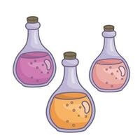 Cute Magic Potion Bottle Halloween Cartoon Illustration Vector Clipart Sticker
