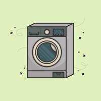 Modern electric Washing Machine vector illustration. Front view of washing machine vector design with shadow.
