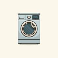 Modern electric Washing Machine vector illustration. Front view of washing machine vector design with shadow.