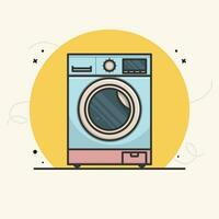 Modern electric Washing Machine vector illustration. Front view of washing machine vector design with shadow.