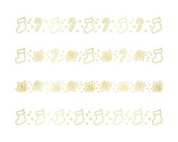 Christmas themed decorative border and text divider set, Christmas Stocking, Candy Cane and Mistletoe Pattern Doodle. Vector Illustration.