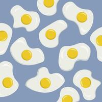 Pattern with scrambled eggs on a blue background vector