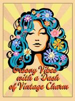 maravilloso hippie ambiente niña póster 70s vector