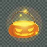 Vector cute halloween pumpkin bucket vector illustration