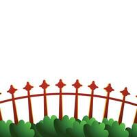 Vector brown wooden picket fence with green grass