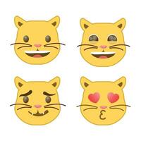 Vector set of cute cartoon ginger cat with various emotions