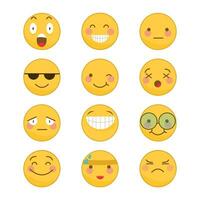 Vector round yellow emoticon set isolated on white background