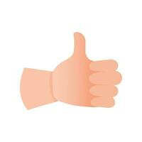 Vector hand with thumb up on white background