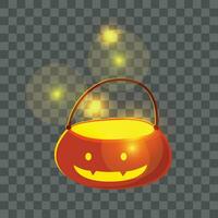 Vector cute halloween pumpkin bucket vector illustration