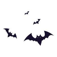 Vector flying bats group isolated on white background