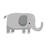 Vector cute elephant in flat cartoon style on white