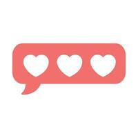 Vector heart shape social media notification icon in speech bubbles vector illustration