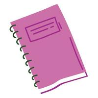 Vector spiral notebook with lilac cover icon in cartoon style on a white background