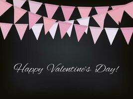Background with pink flag garlands for Valentines day vector