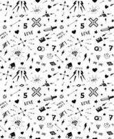 Vector pattern with old school tattoo elements. Black and white.