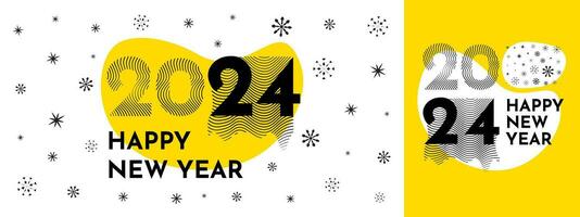 Happy New Year 2024 with different numbers design with festive colors concept. Premium Vector Design for 2024 New Year Speech. Horizontal and vertical options. backgrounds for branding, banner, cover.