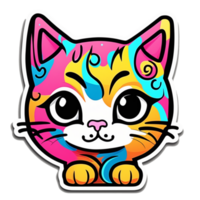 mignonne chats avec coloré couleurs génératif ai png