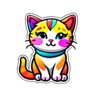 cute cats with colorful colors Generative AI png