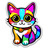 mignonne chats avec coloré couleurs génératif ai png