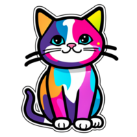 mignonne chats avec coloré couleurs génératif ai png