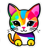 mignonne chats avec coloré couleurs génératif ai png