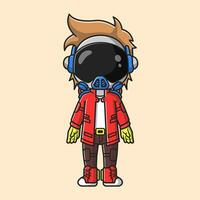 Cute Astronaut Punk Cartoon Vector Icon Illustration. Technology Fashion Icon Concept Isolated Premium Vector. Flat Cartoon Style