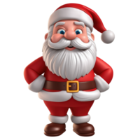 Cute Santa claus in 3D cartoon style isolated on transparent background, AI Generative png