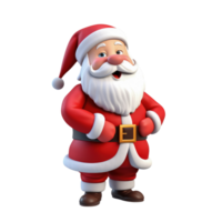 mignonne Père Noël claus dans 3d dessin animé style isolé sur transparent arrière-plan, ai génératif png