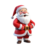 schattig de kerstman claus in 3d tekenfilm stijl geïsoleerd Aan transparant achtergrond, ai generatief png