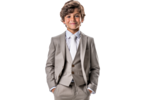 Portrait of boy handsome in business suit isolated on transparent background  , AI Generative png