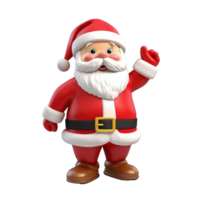 Cute Santa claus in 3D cartoon style isolated on transparent background, AI Generative png