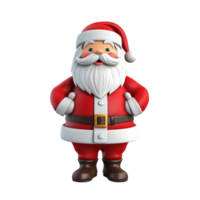 Cute Santa claus in 3D cartoon style isolated on transparent background, AI Generative png