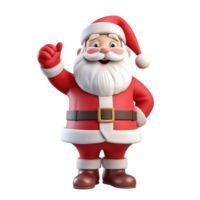 mignonne Père Noël claus dans 3d dessin animé style isolé sur transparent arrière-plan, ai génératif png