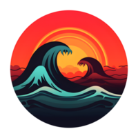 logo estilo, navegar puesta de sol verano playa. generado ai png