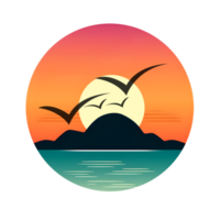 logotipo estilo, surfar pôr do sol verão de praia. gerado ai png