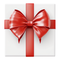 White gift box with red ribbon and bow. Generated AI. png