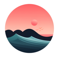 logo style, surf sunset summer beach. generated AI png