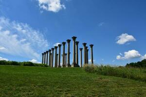 Lovely View of a Stone Column Monument in the Spring photo
