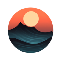 logo style, surf sunset summer beach. generated AI png